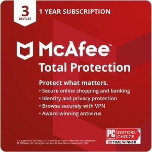 McAfee Total Protection for 3 Devices 1 Year Subscription