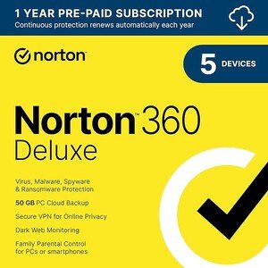 Norton 360 Deluxe 2024 for 5 Devices with Auto Renewal [Download] - Global